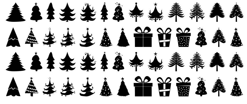 Christmas Trees písmo Exempláře