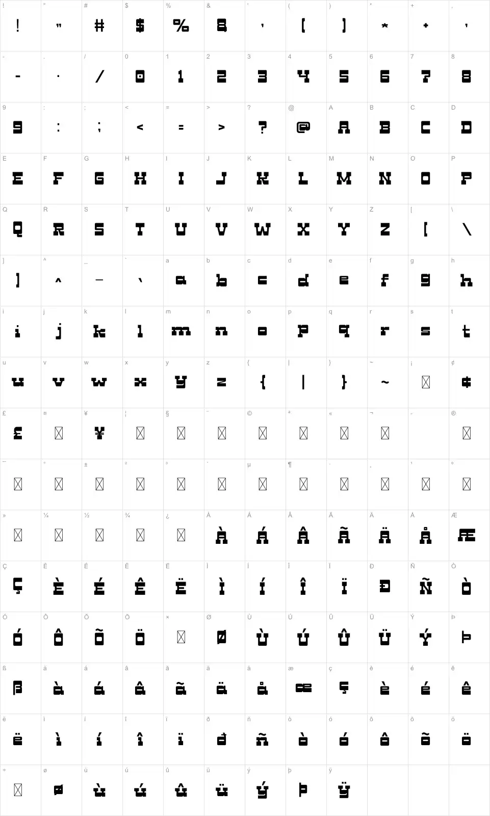 Circlo Map Circlofont character map