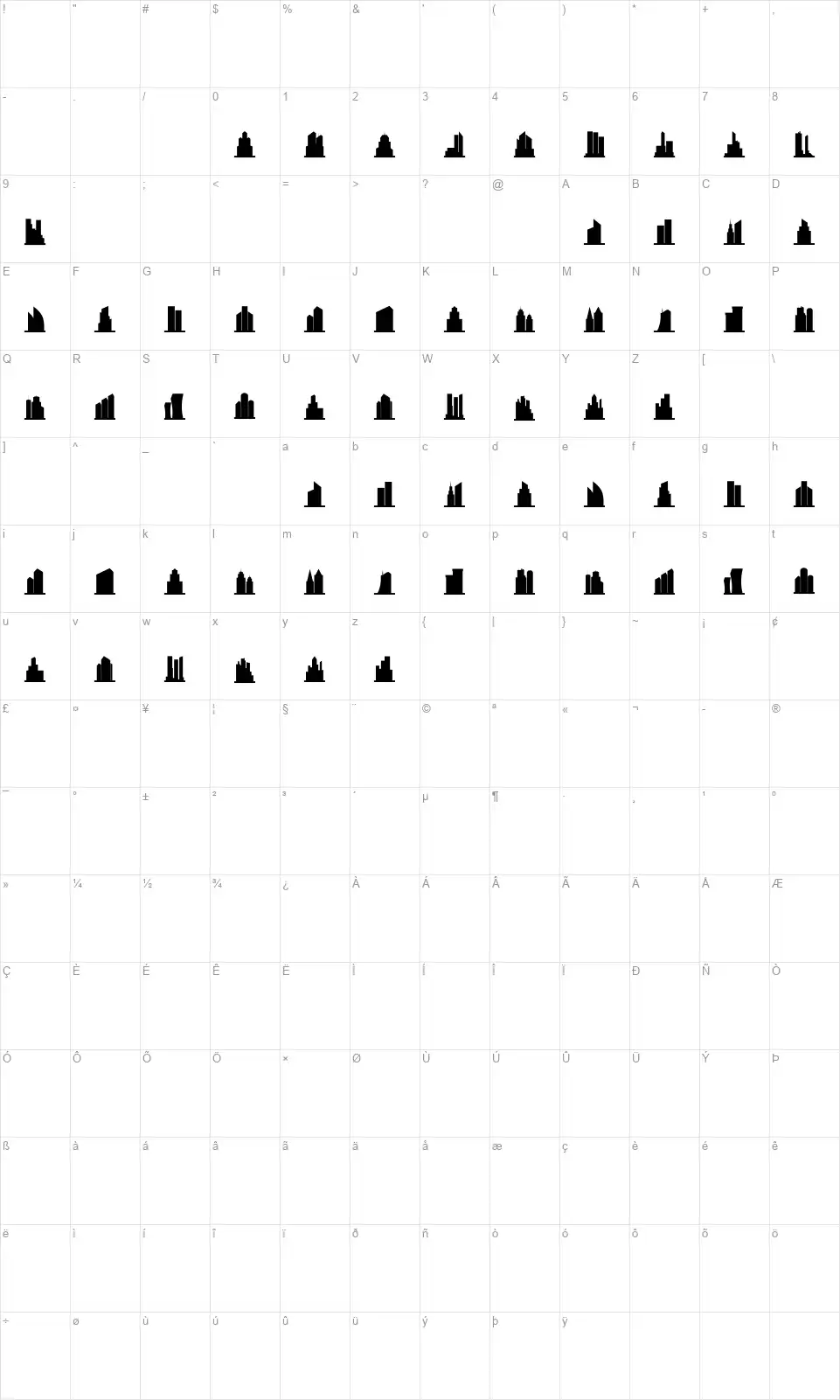 City Skylinefont character map