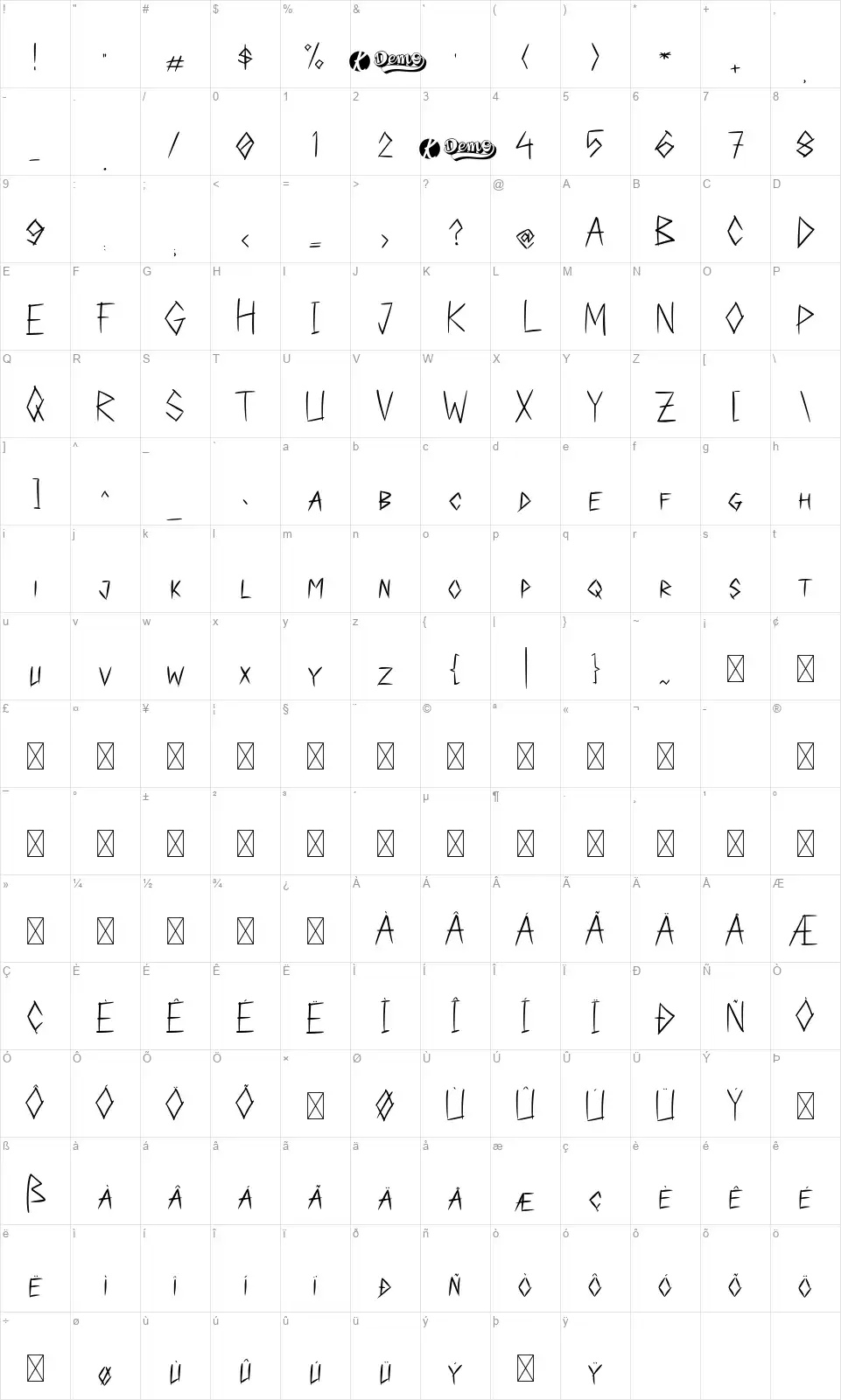 ClawManfont character map