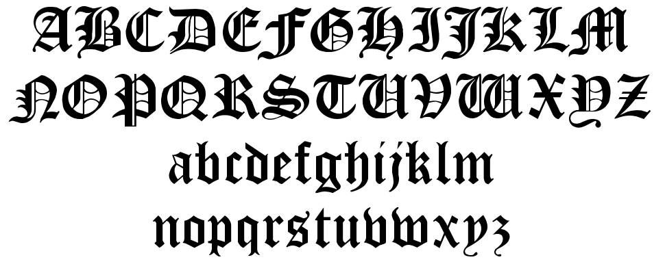 Cloister Black 字形 标本