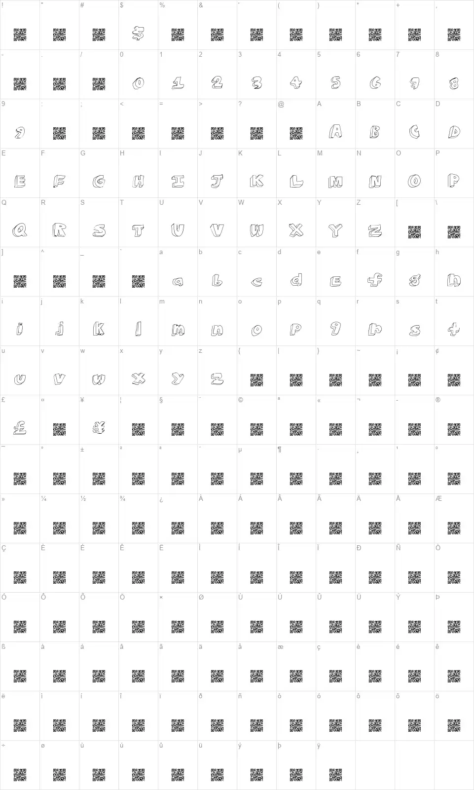 Club Housefont character map