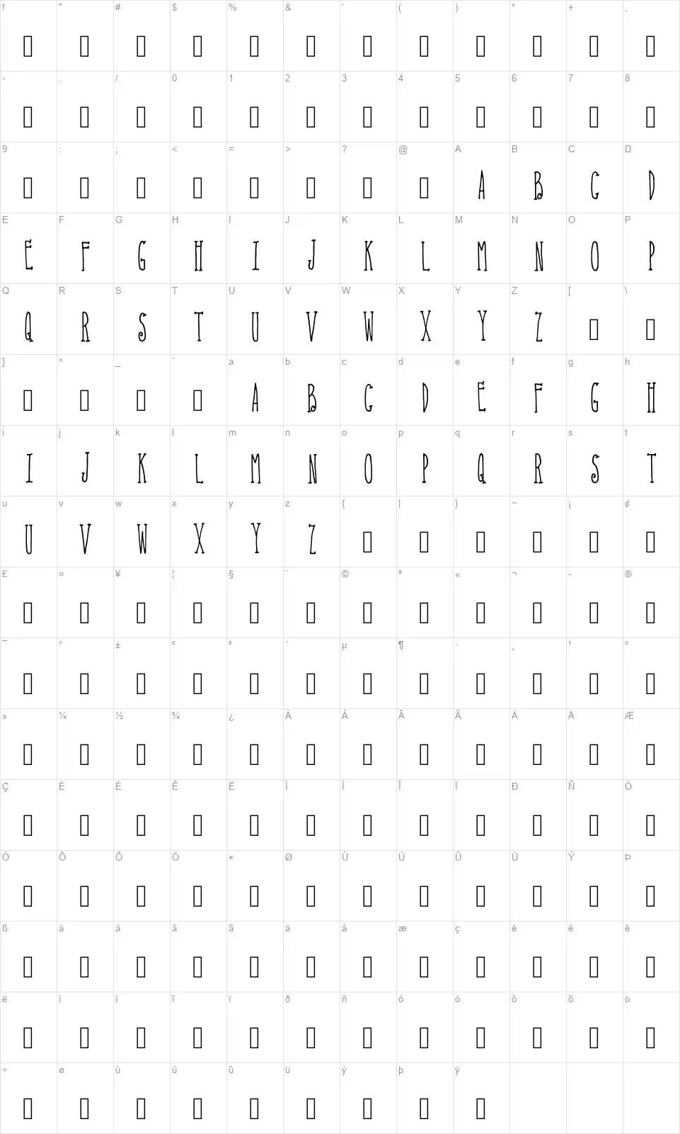 Coffee Cream Nftsfont character map