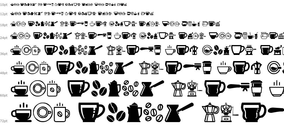 Coffee Icons písmo Vodopád