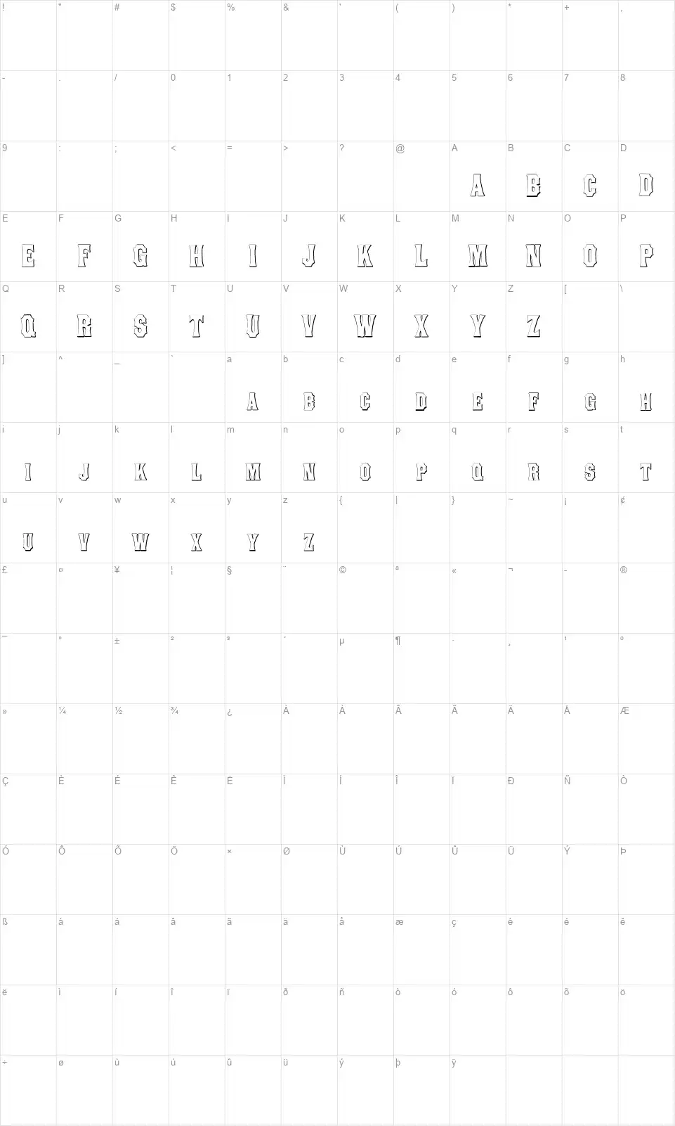 Concave Tuscanfont character map