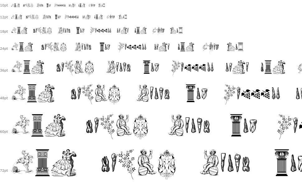 Cornucopia of Dingbats Two font Waterfall