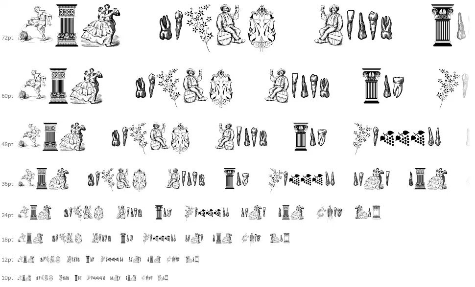 Cornucopia of Dingbats Twofont waterfall