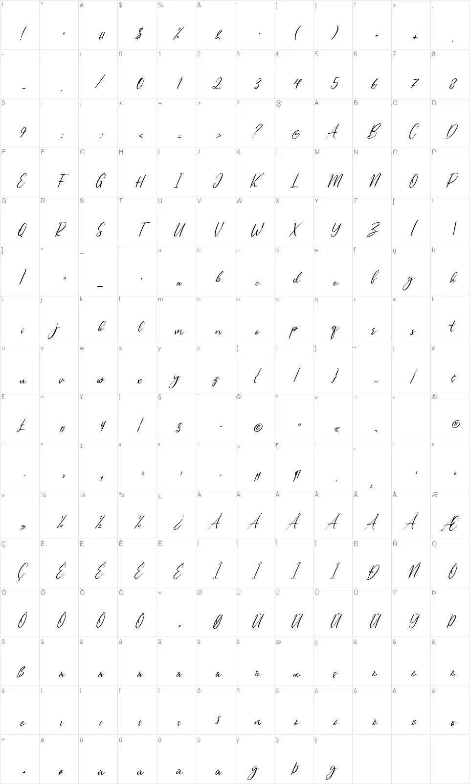 Cosbycorwinfont character map