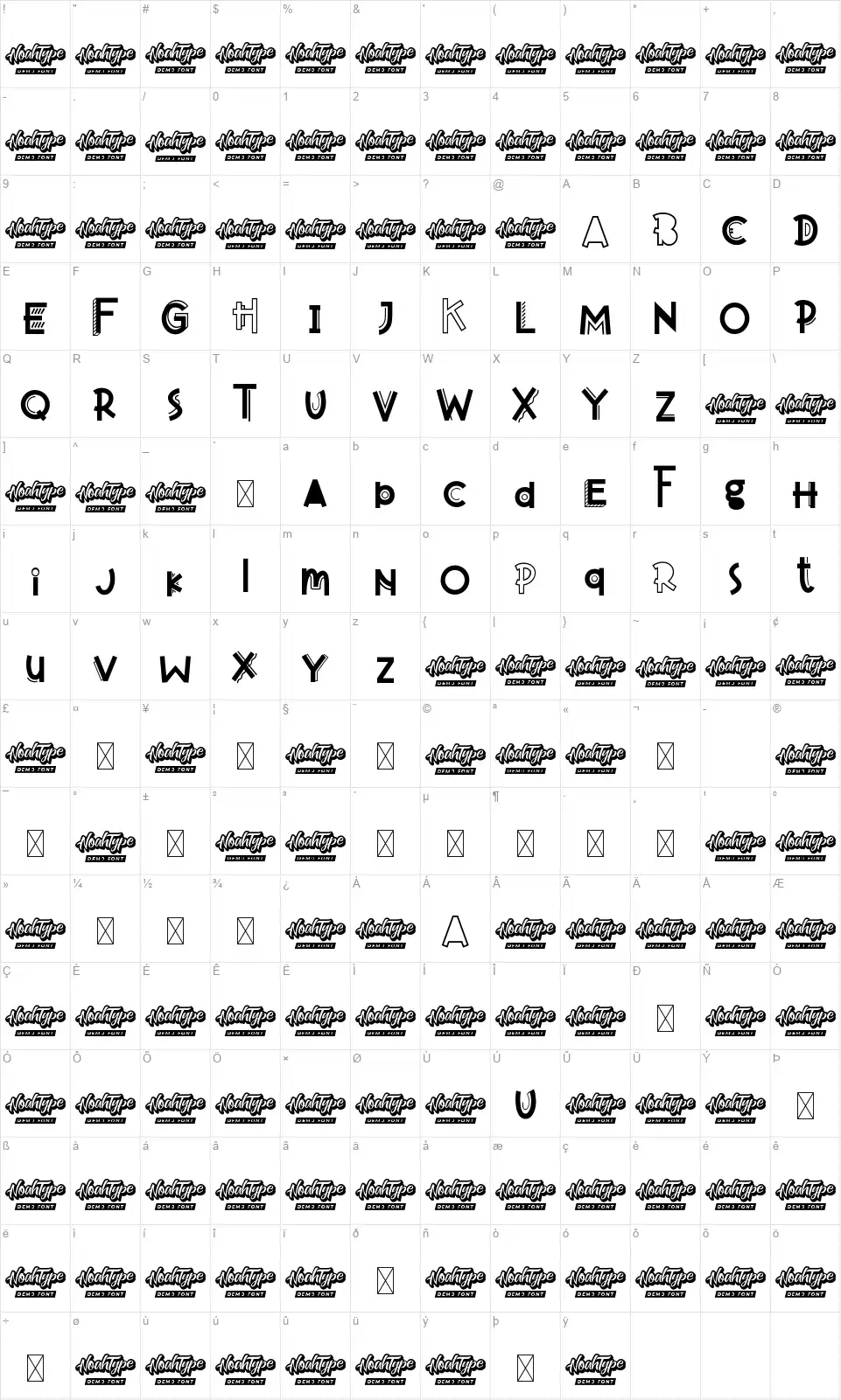 Crafts Storyfont character map