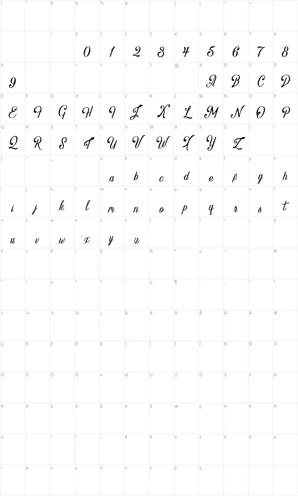 Crawleyfont character map