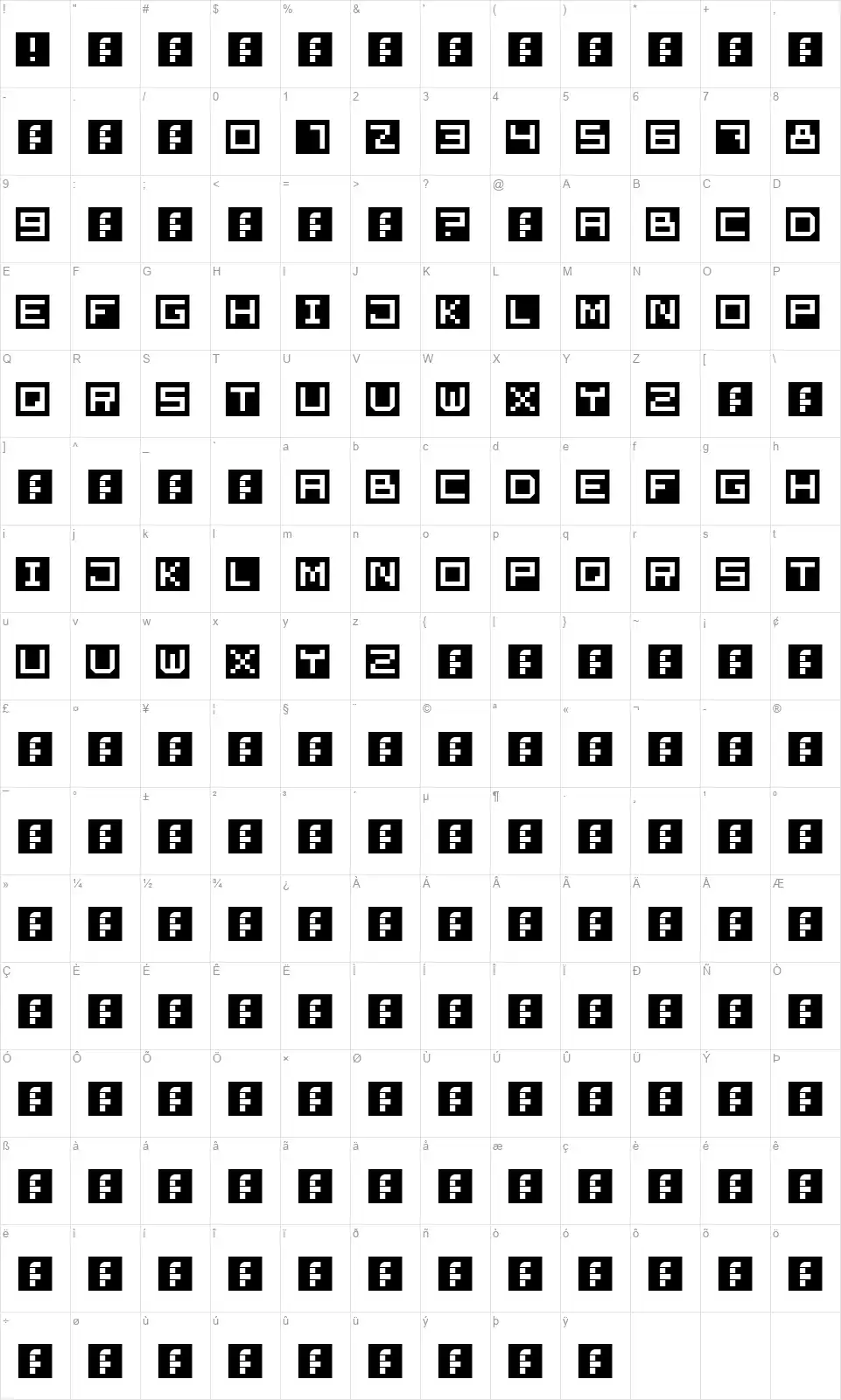 Cube Fontfont character map