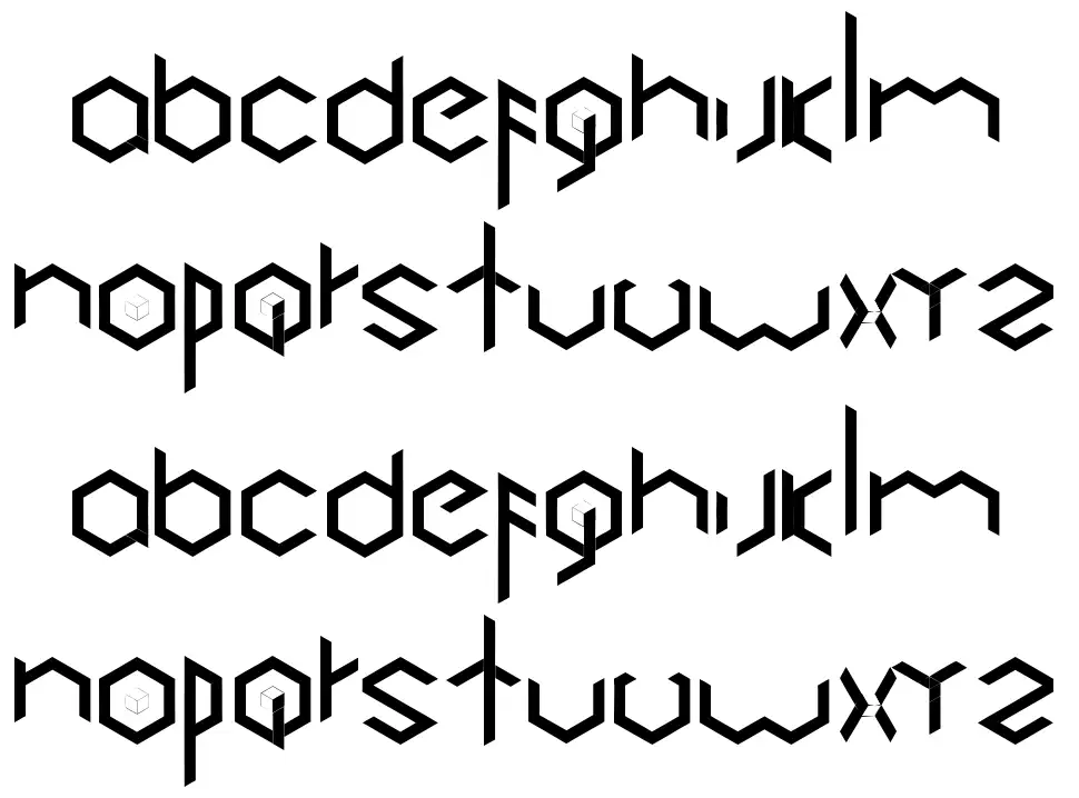 Cubic font specimens