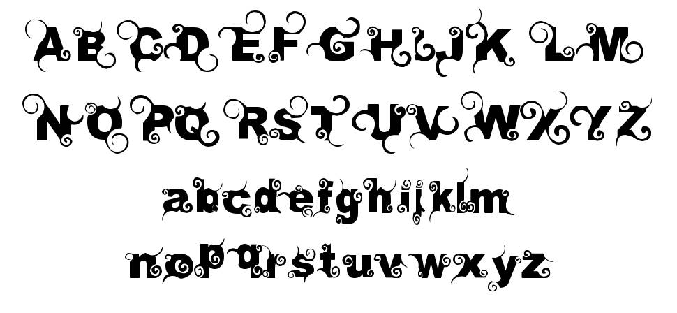 Curly font specimens