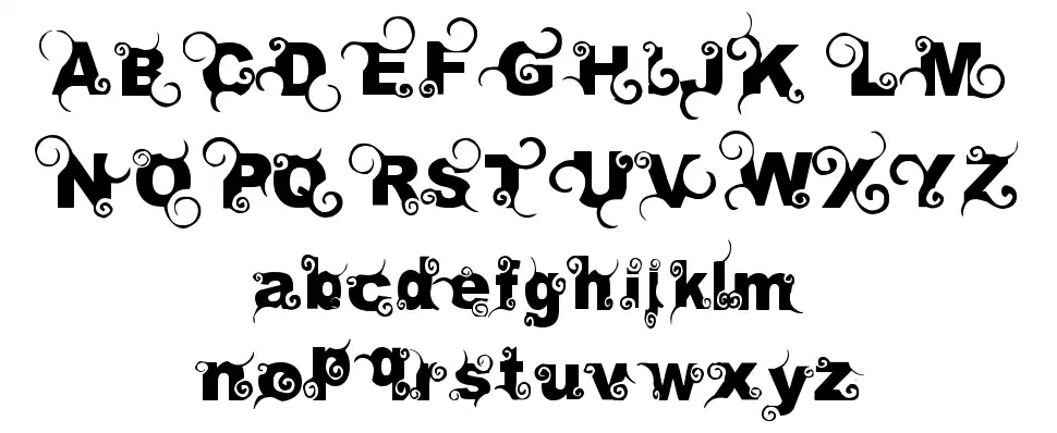 Curly font specimens