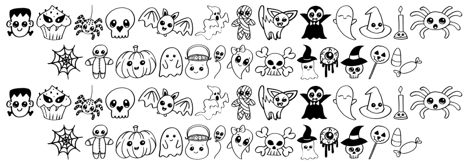 Cute Halloween Drawings písmo Exempláře