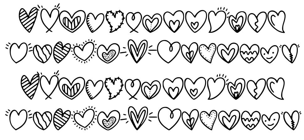 Cute Heart font specimens