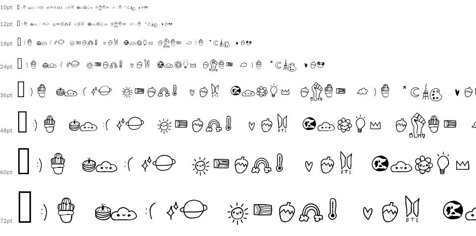 Cute Icons font Waterfall