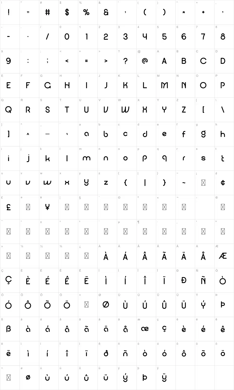 Dagoot Map Dagootfont character map
