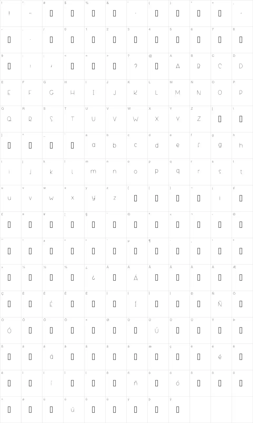 Dani's Handwritingfont character map
