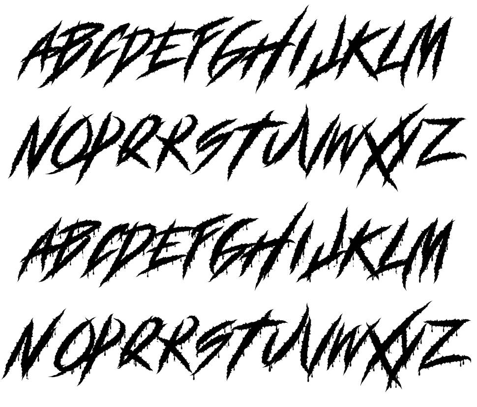 Deadly Claws font specimens