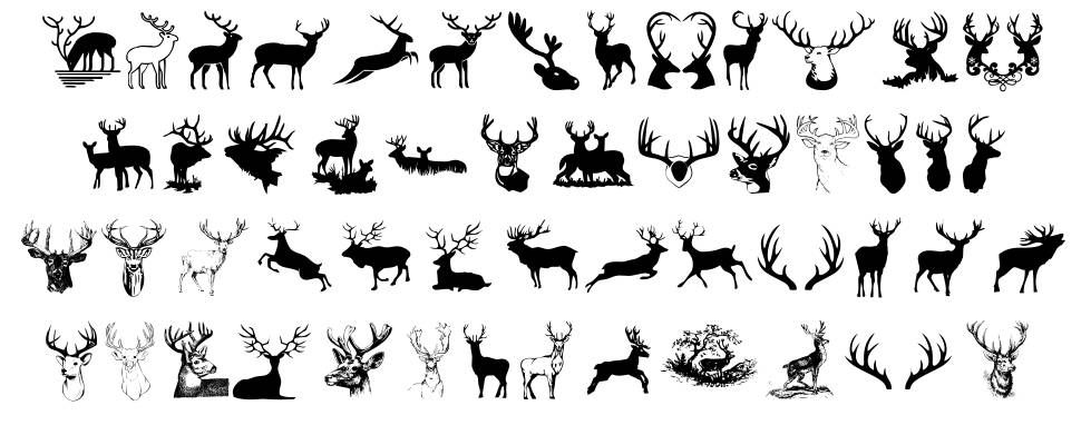Deers písmo Exempláře