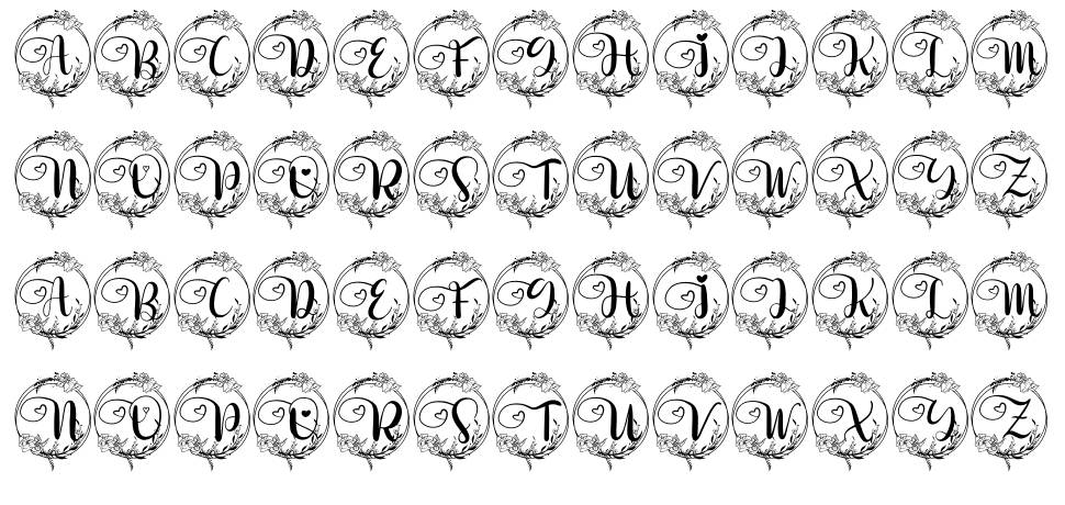 Delia Monogram font specimens