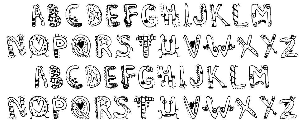 Denne's Aliens písmo Exempláře