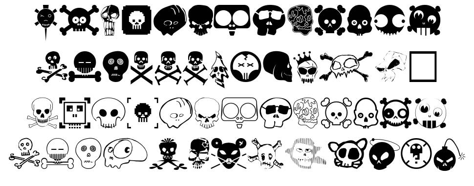 Designers Skulls schriftart vorschau