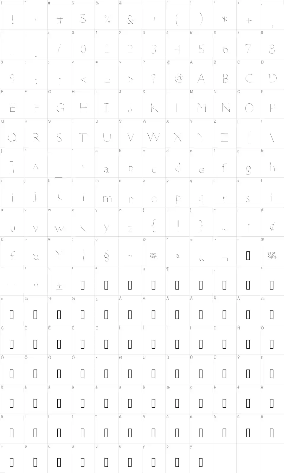 Deteriorate the Internetfont character map