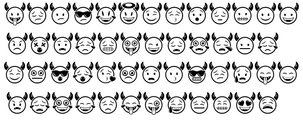 Devil Emoji písmo Exempláře