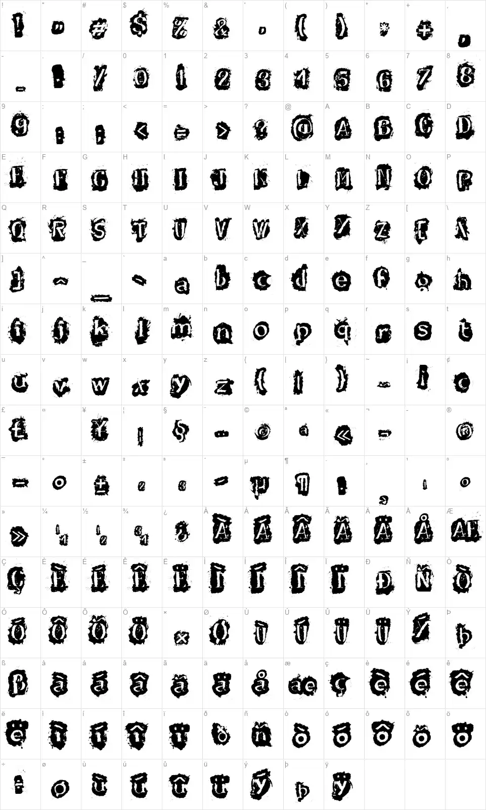 DF Strombolifont character map