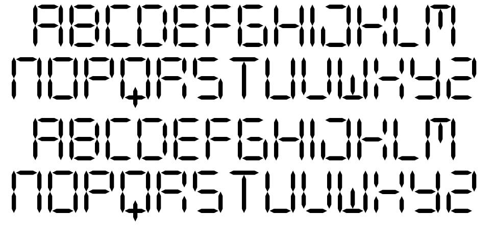 Digit LCD font specimens