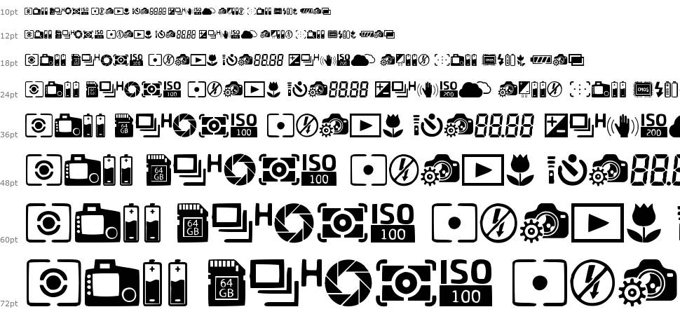 Digital Camera Symbols písmo Vodopád