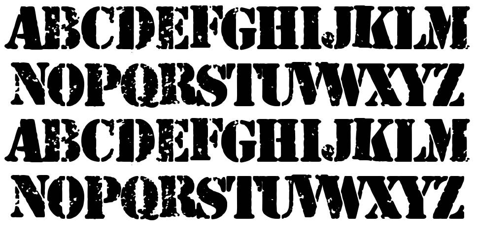 Dirty War font specimens