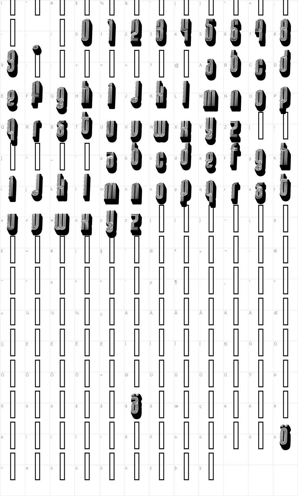 Discofont character map