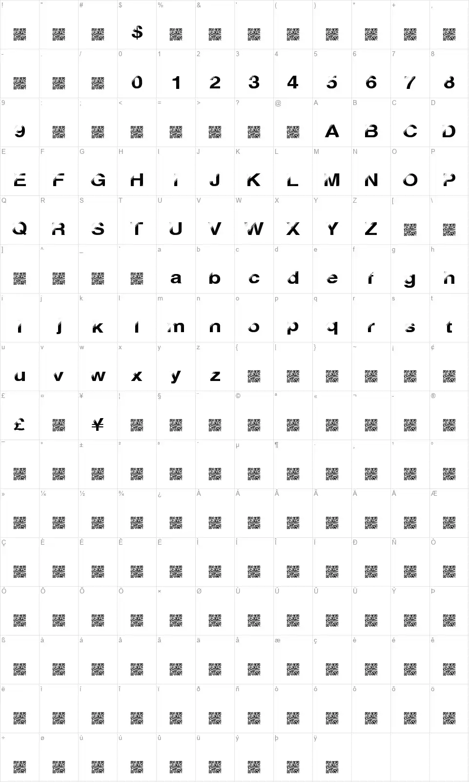 Disco Breakfont character map