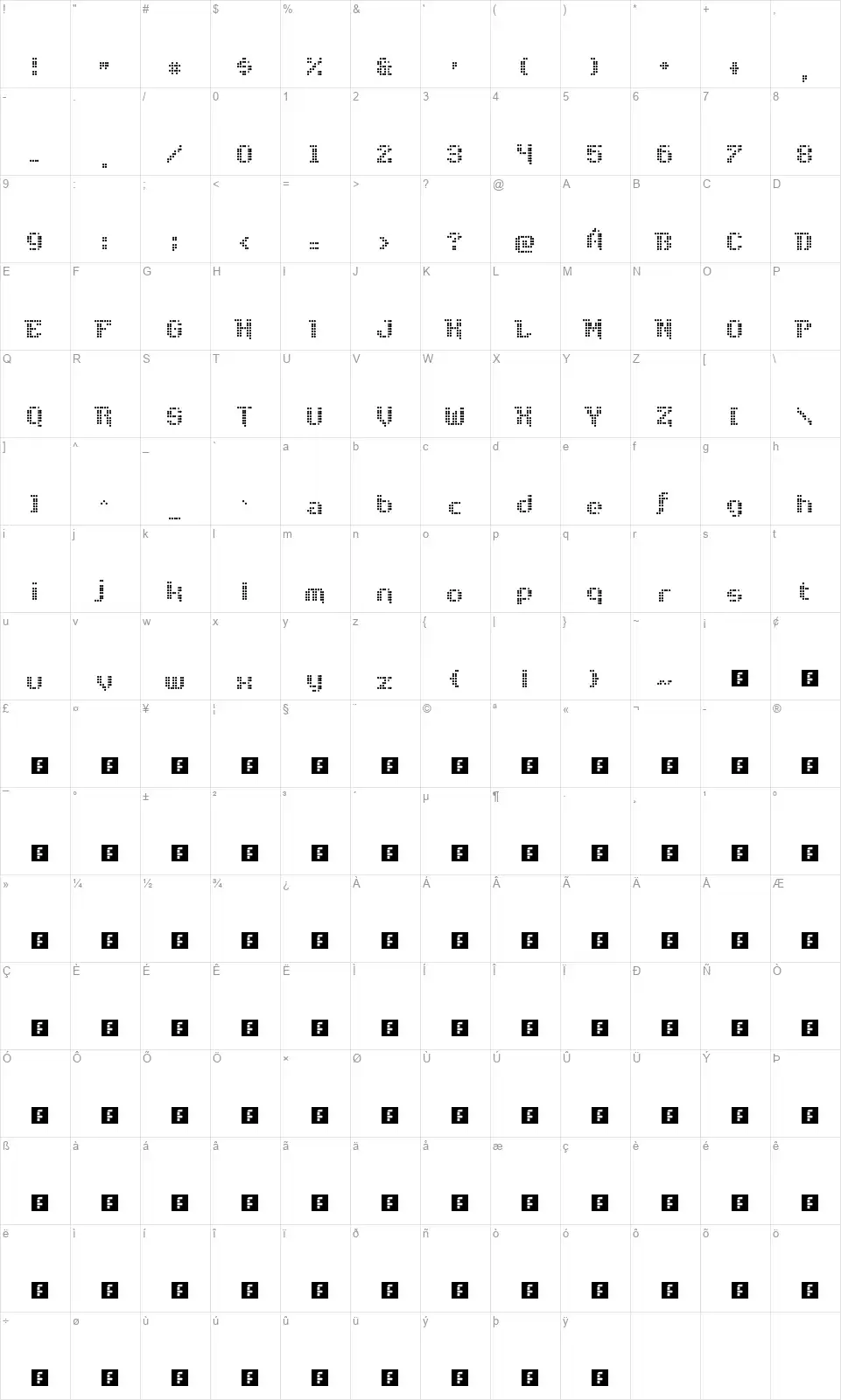 Disco Nectarfont character map
