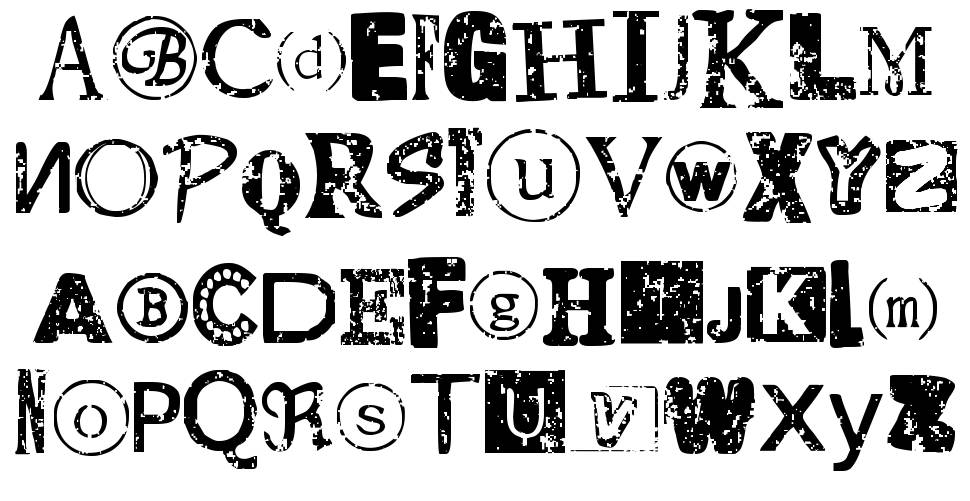 Distressed Ransom Note písmo Exempláře