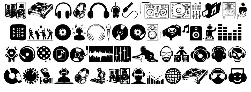 DJ Icons font specimens