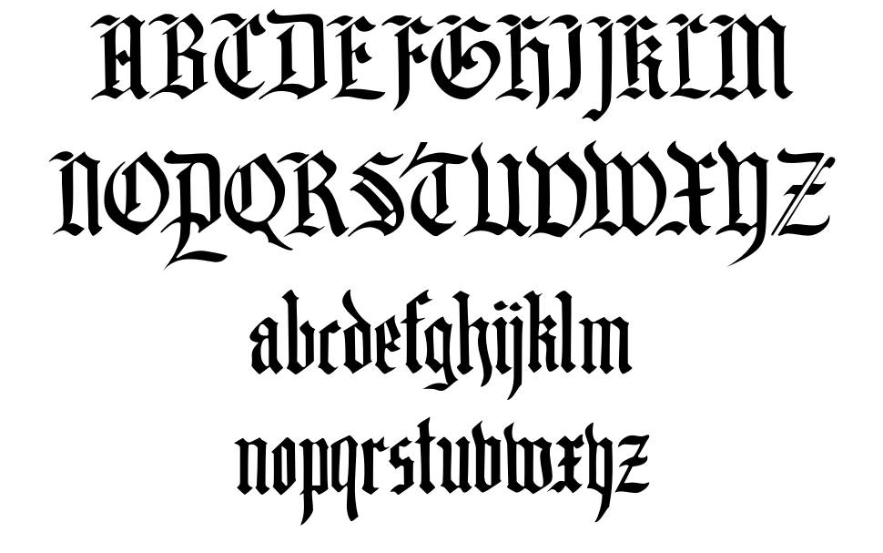 DK Blackminster písmo Exempláře