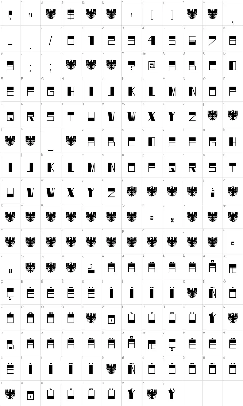 DK Dortmunder Eckefont character map