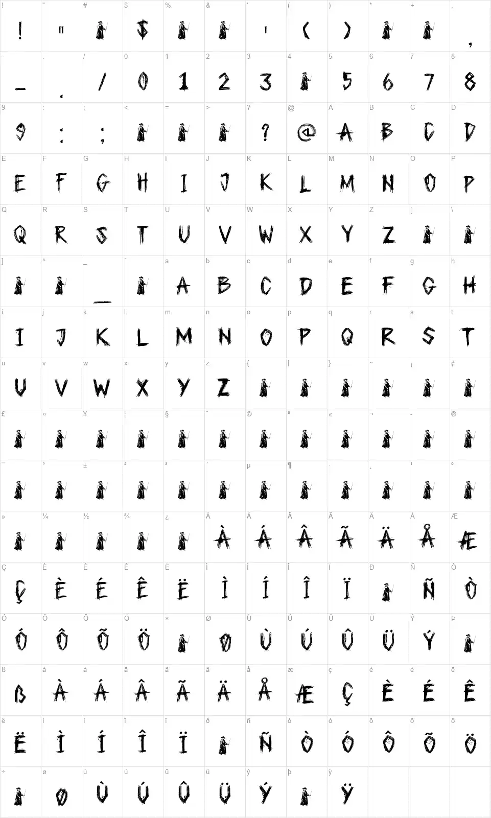 DK Plague Masterfont character map
