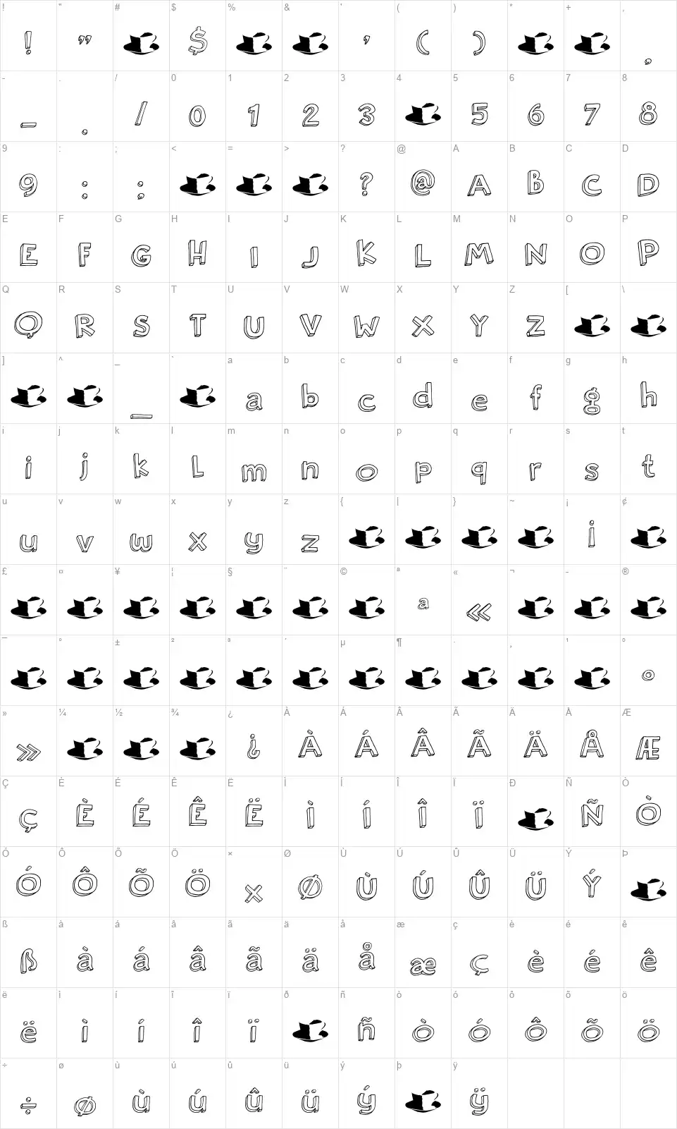 DK Rosy Leefont character map