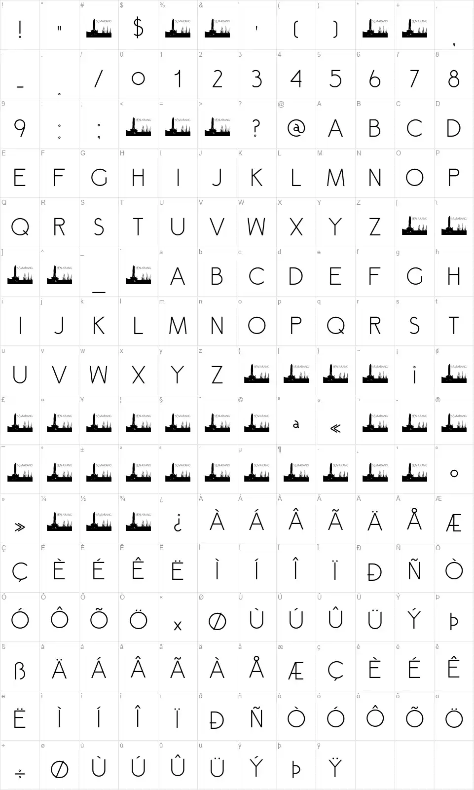 DK Semarangfont character map