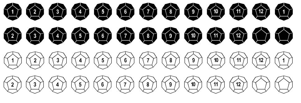 Dodecahedron písmo Exempláře
