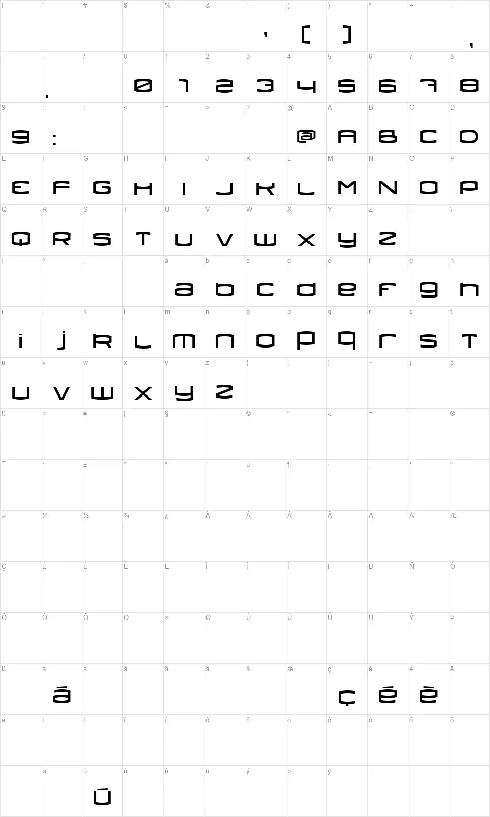 Dollisfont character map