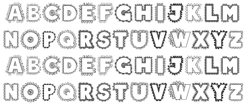 Doodala Bordered font specimens