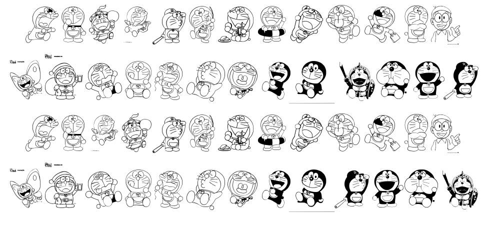 Doraemon Slalala písmo Exempláře