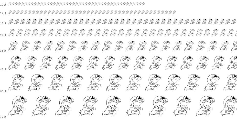 Doraemon Slalala písmo Vodopád