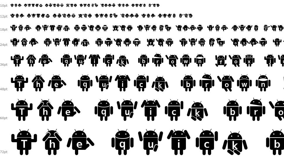 Droid Robot 字形 Waterfall